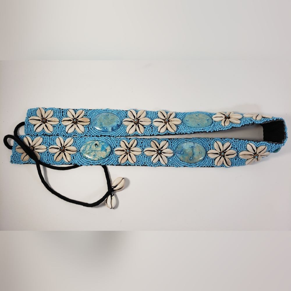 Turqouise Beaded Belt with Shell Accents